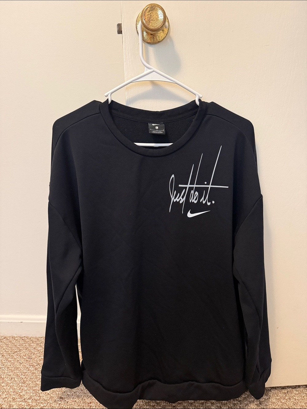 Nike Black Crewneck with White "Just Do It." Script